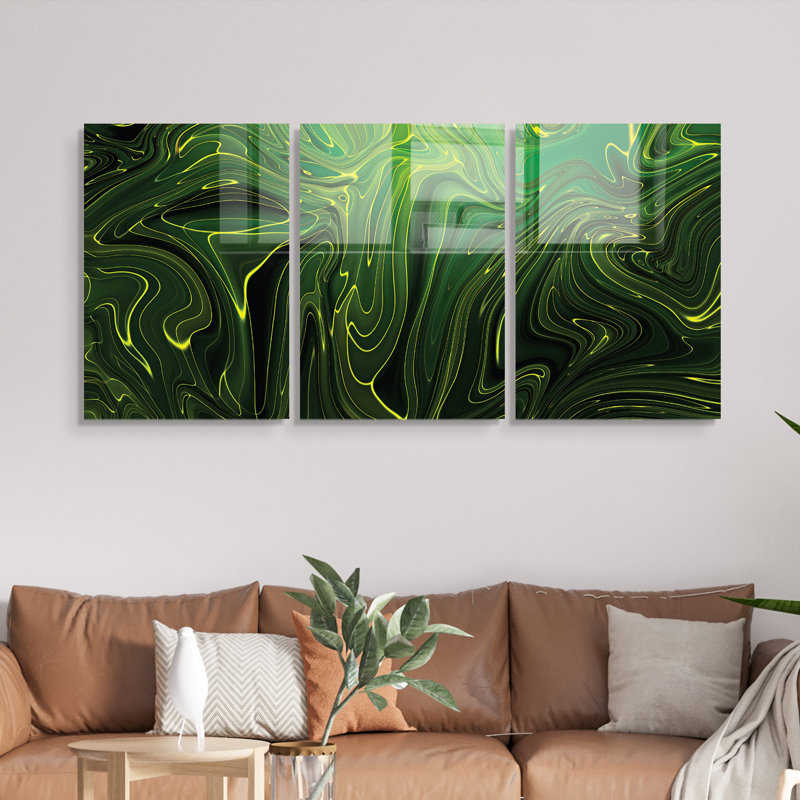 3 Piece No Frame Print on Glass, 70cm H x 100cm W x 0.4cm D