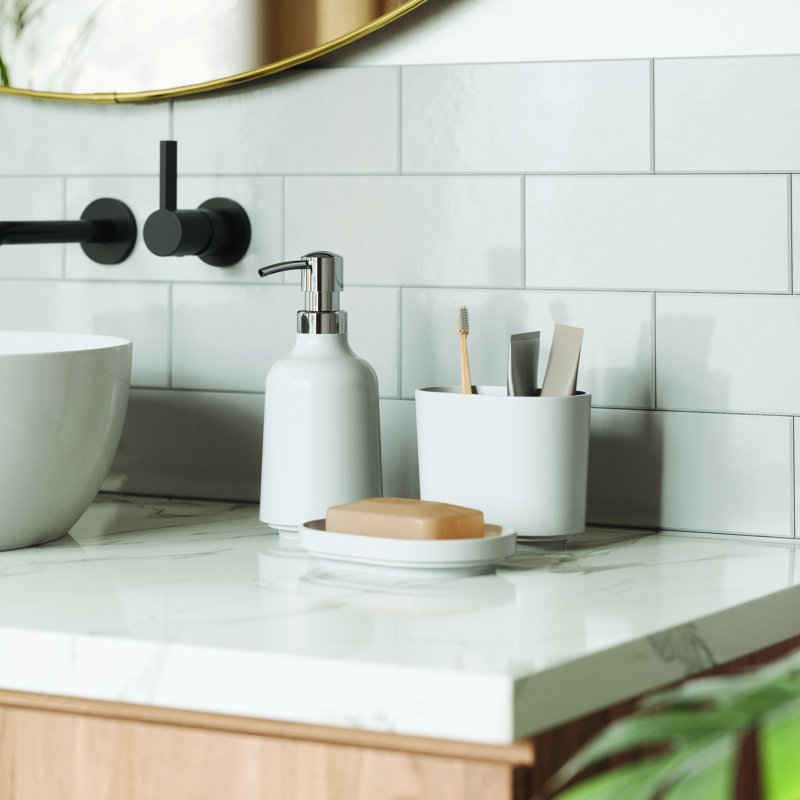 White Glossy Melamine Bathroom Soap Dish