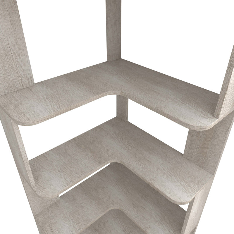 6 Tier Freestanding L-Shaped Corner Bookshelf For Living Room, Bedroom, Wooden Bookcase With Anti-Drop Panle And Anti Tipping Device, Display Shelf Open Storage Rack Organizer For Home Office
