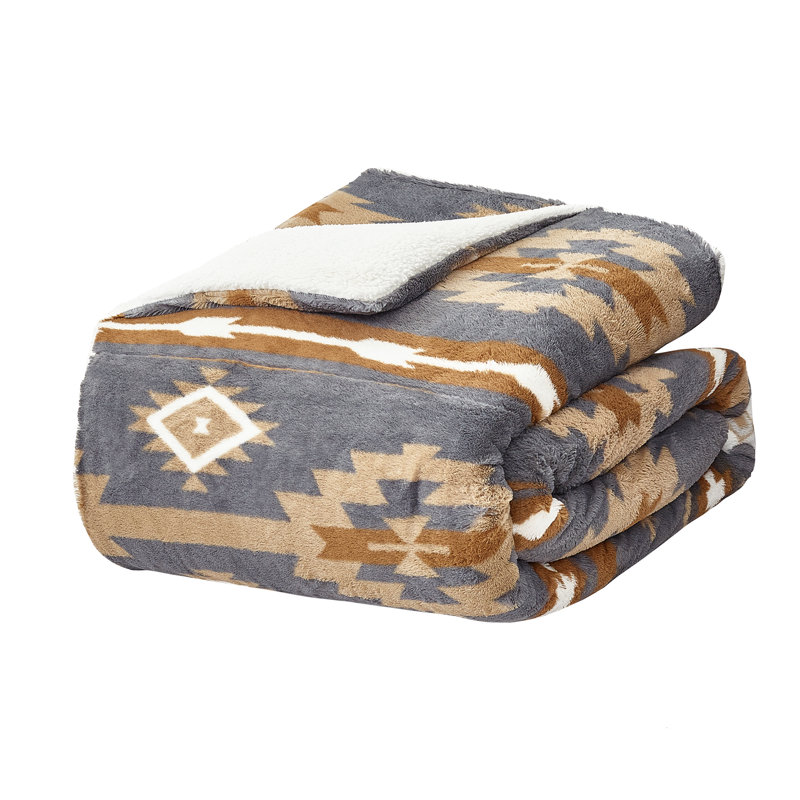  Couverture en fausse fourrure Southwest, Gris