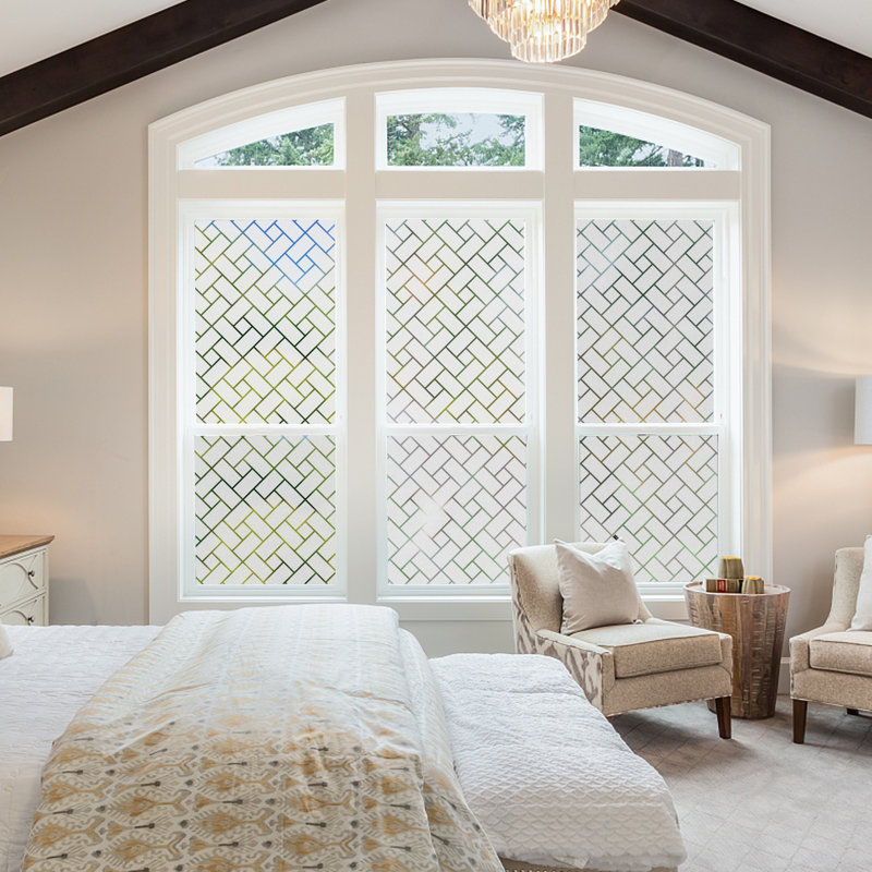 Décalcomanie de fenêtre décorative Frosted Herringbone, H 23,6 po x l 78 po