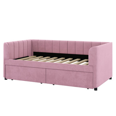 Upholstered Daybed With Ergonomic Design Backrest And Drawers by Latitude Run
