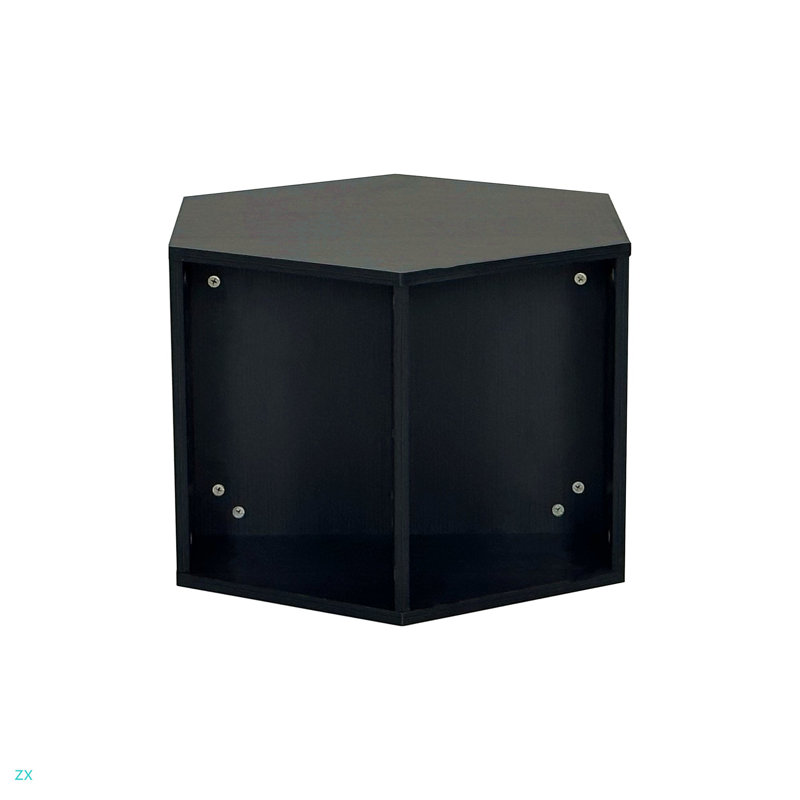 23.62'' Hexagonal Coffee Table Side Table Nightstand Burmese Sumac, Black Brown