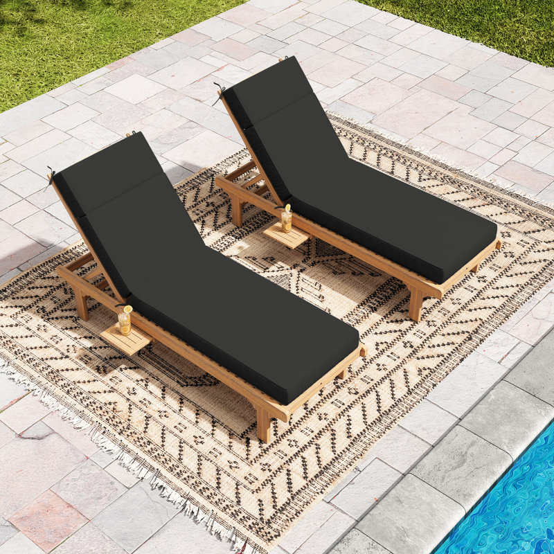 Outdoor 4'' Chaise Lounge Cushions Lounge Chair Cushions 21" W X 72" L, Black