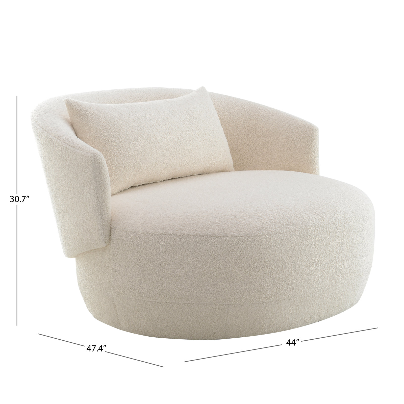 3pc Boucle Sofa (S/CH/CH) Collection, Ivory