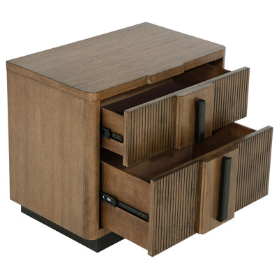 Moraga Ash Brown 2-Drawer Nightstand Bedside Table