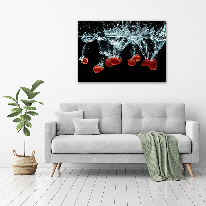 Strawberries Under Water - Wrapped Canvas Print