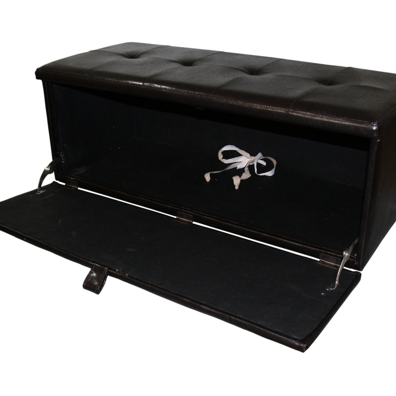 Banc de rangement rembourré en cuir de 18,5 po de hauteur