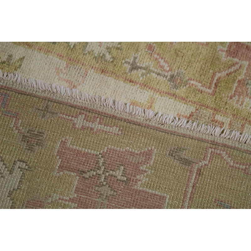 Tapis brun clair et vert noué à la main de haute qualité