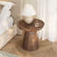 Tables de chevet modernes de 50 cm (19,7 po), table d'appoint ronde de style milieu du siècle avec grain de bois massif, marron-80795901