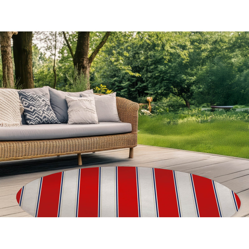 Cabana Stripe Outdoor Rug, Round 5'