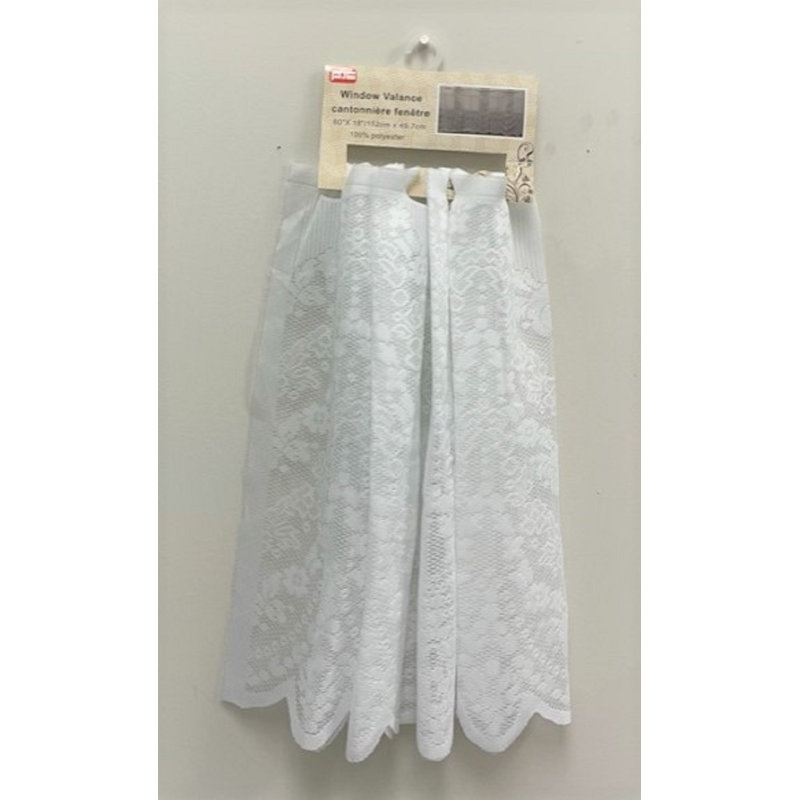 Cantonnière blanche sur mesure à motif floral 60 po Angenetta