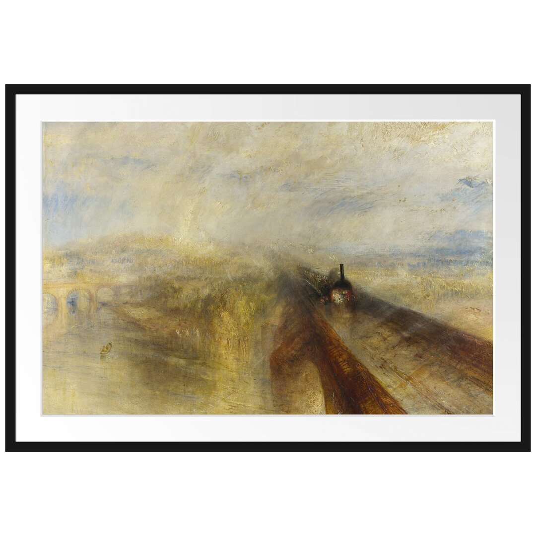 William Turner - Rain Steam And Speed The Great Western - Im Bilderrahmen Mit Galerie-Passepartout