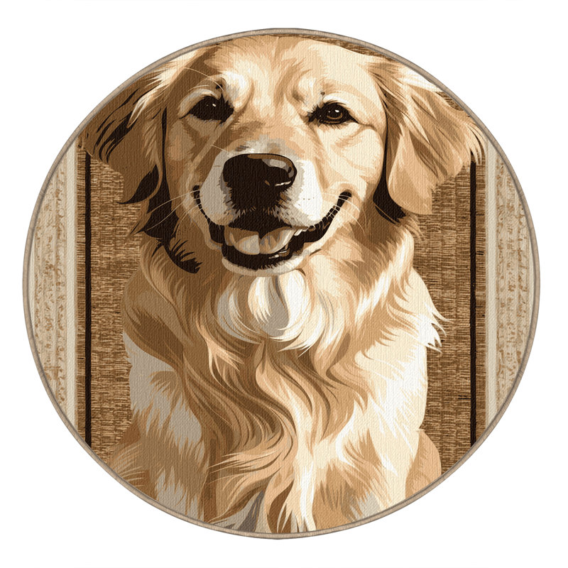 Tapis lavable Golden Retriever Dogs, Rond 8 pi
