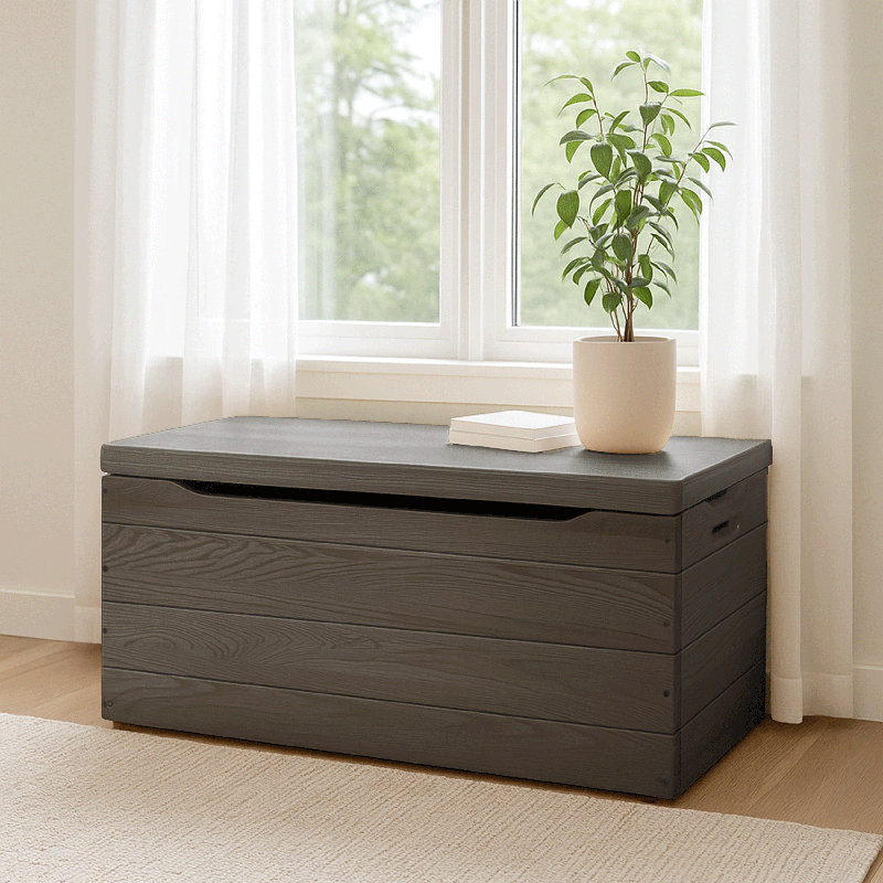 Palmer Oak Blanket Chest, Antique Slate Stain, 42 Inches, Oak Wood/Antique Slate Stain
