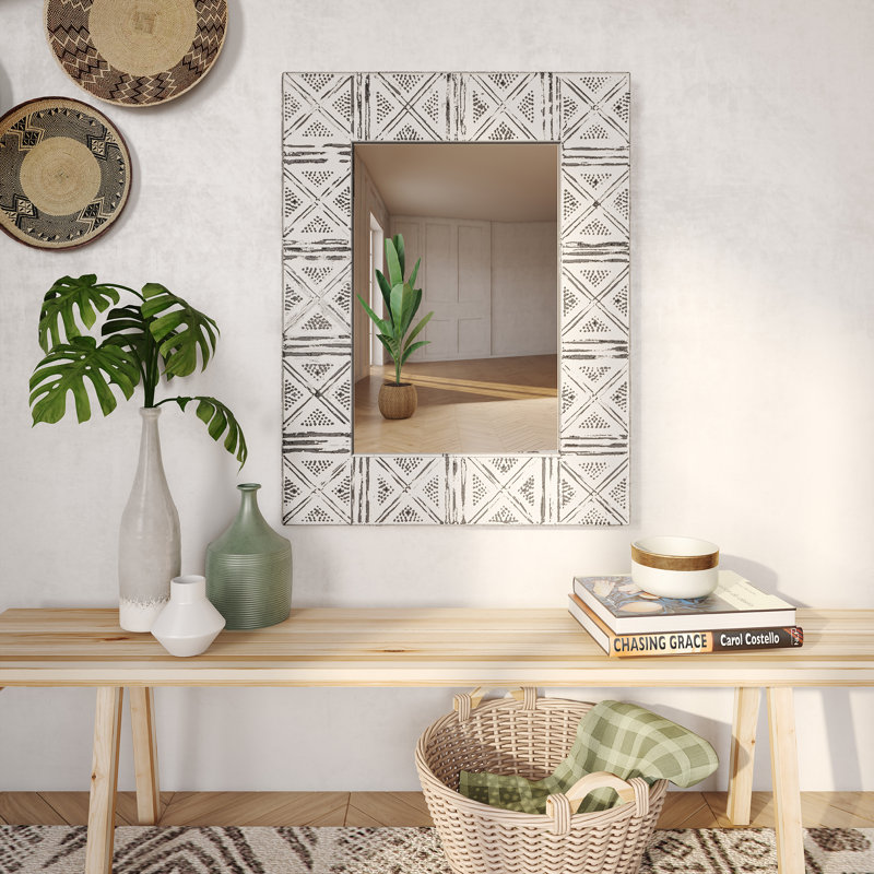 Polina Rectangular Metal Farmhouse Wall Mirror