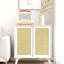 Burce Kitchen Storage Cabinet with 2 Rattan Doors, Buffet Sideboard Cabinet with Shelf