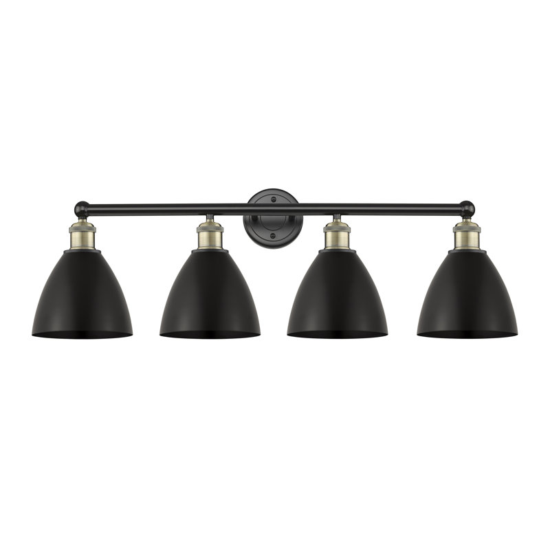 Éclairage pour meuble-lavabo à 4 lumières à intensité variable Amylee, Laiton antique noir, Noir mat