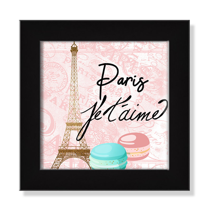 Bonjour paris 1, H 10 po x l 10 po x P 0,63 po, Cadre noir