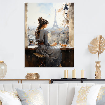 Woman Parisian Pause - Fashion Metal Art
