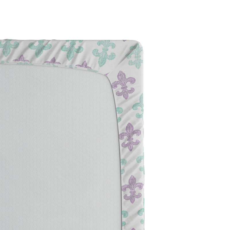 Microfiber Fitted Sheet, Full/Double Fitted Sheet, Purple/Green Geometric