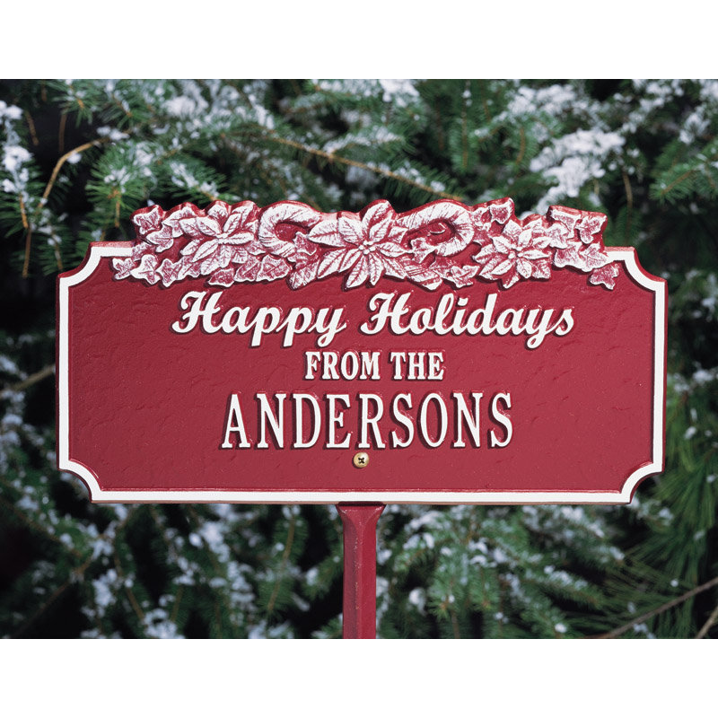 Happy Holidays Garden Stake, Red/White, Yes