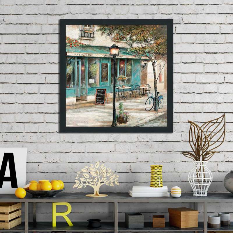 Rue du jardin II par Ruane Manning - Peinture, Cadre espresso, H 25,5 po x l 25,5 po x P 1 po
