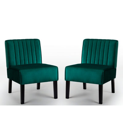 Chaises d'appoint de style Mid-Century modernes avec revêtement en velours et pieds en bois massif pour le salon de la chambre à coucher A