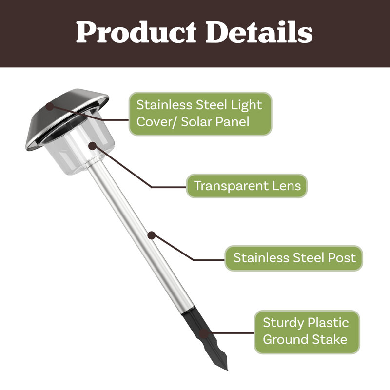 Solar Pathway Lights 6-Pack - 17" Stainless Steel Solar Lights Outdoor Waterproof Garden Lights - Bright LED Outdoor Solar Lights for Yard, Paths, Drive, or Landscape Lighting by Pure Garden