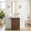Meuble-lavabo Gela 23,6 po à lavabo simple, couleur brun vieilli épicéa, avec lavabo encastré en céramique blanche.-135457521