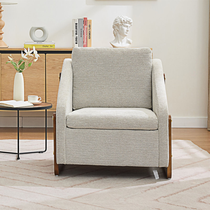 Chaise d'appoint rembourrée, Chenille beige