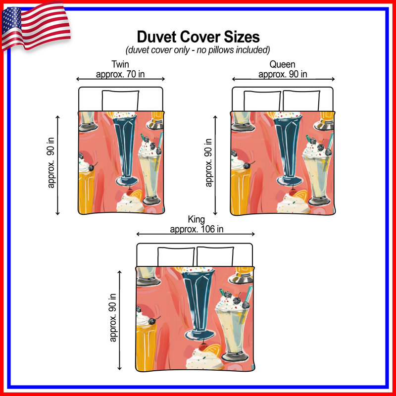 Milkshake Illustration Duvet Covers, King