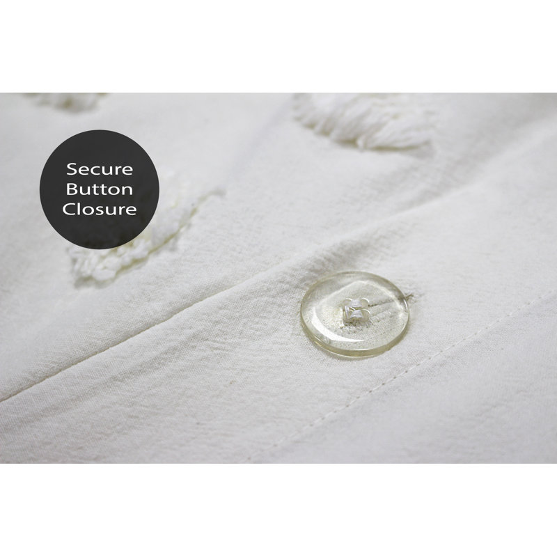 Haze Cotton Duvet Cover Set with Pillowcases, White, Kingsize Duvet Cover + 2 Standard Pillowcases