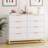 8 Drawer Double Dresser for Bedroom, Wooden Chest of Dressers, Modern Wooden Dresser Chest with Golden Handles, Beside Table, White-109330032