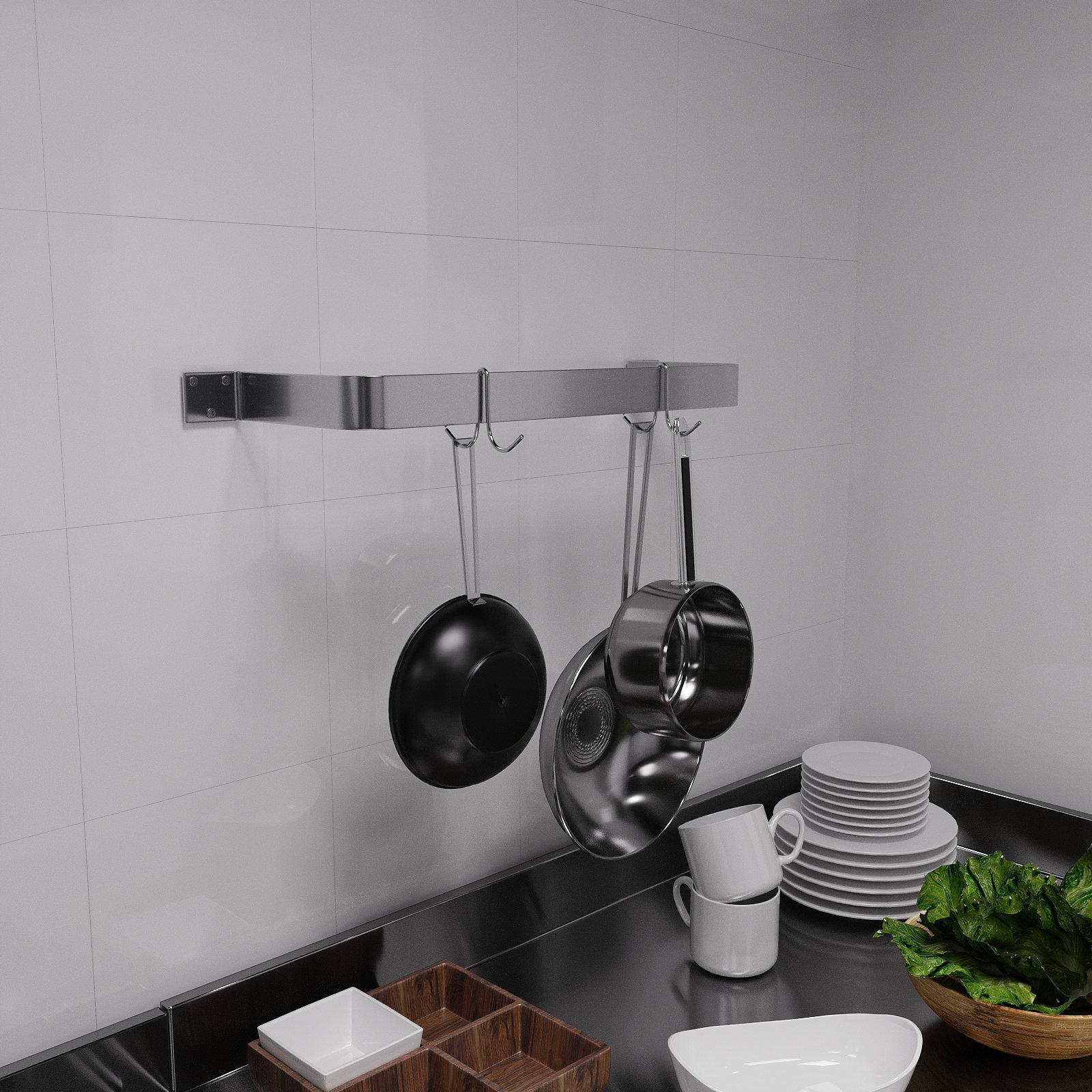 Amgood 24 In. Wall-mounted Stainless Steel Single-line Pot Rack ...