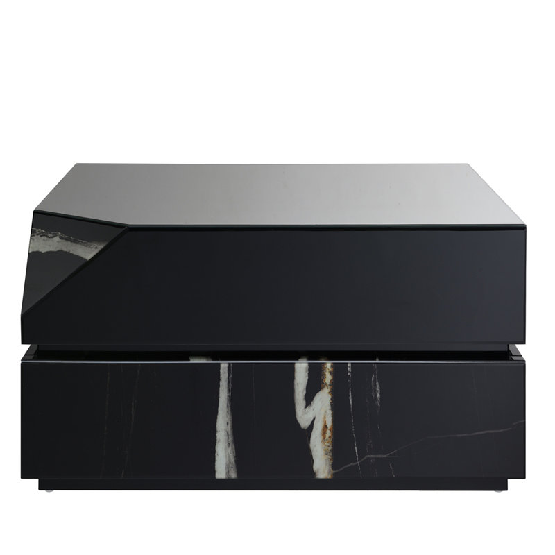 Table basse Drisana, finition miroir noir