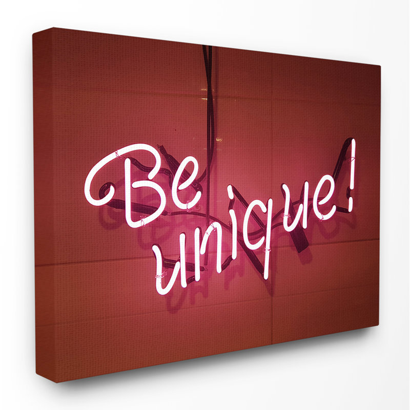 «Be Unique Neon Sign», art textuel encadré, H 16 po x l 20 po, Toile tendue