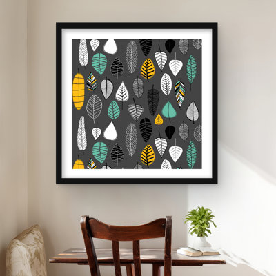 Feuilles Illustration - Reproduction matte encadrée jaune pour chambre à coucher