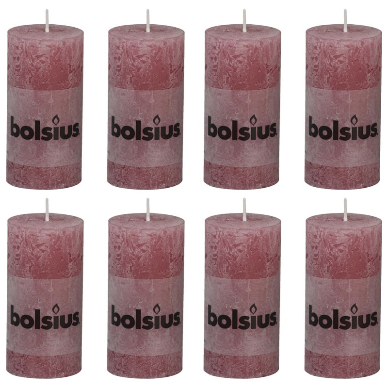 Bolsius Rustic Pillar Candles 100 x 50 mm, Old Pink