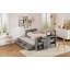 Lit plateforme simple en bois avec bureau intégré, tablette de rangement et amp; Lit gigogne, sans sommier, gris-279279830
