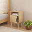 Table de chevet en rotin avec porte et tablette ouverte, table de chevet d'appoint avec pieds en bois massif, idéale pour la chambre à coucher, le dortoir et les petits espaces