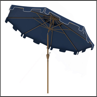 Parasol de patio polyvalent de 9 pi avec inclinaison à bouton-poussoir et manivelle, parasol de table de marché à deux volants avec 8 nervures, pour le jardin, la terrasse, la piscine