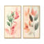 Feuilles botaniques roses printanières II - Tableau abstrait botanique encadré en 2 parties-1474148676-1474148732