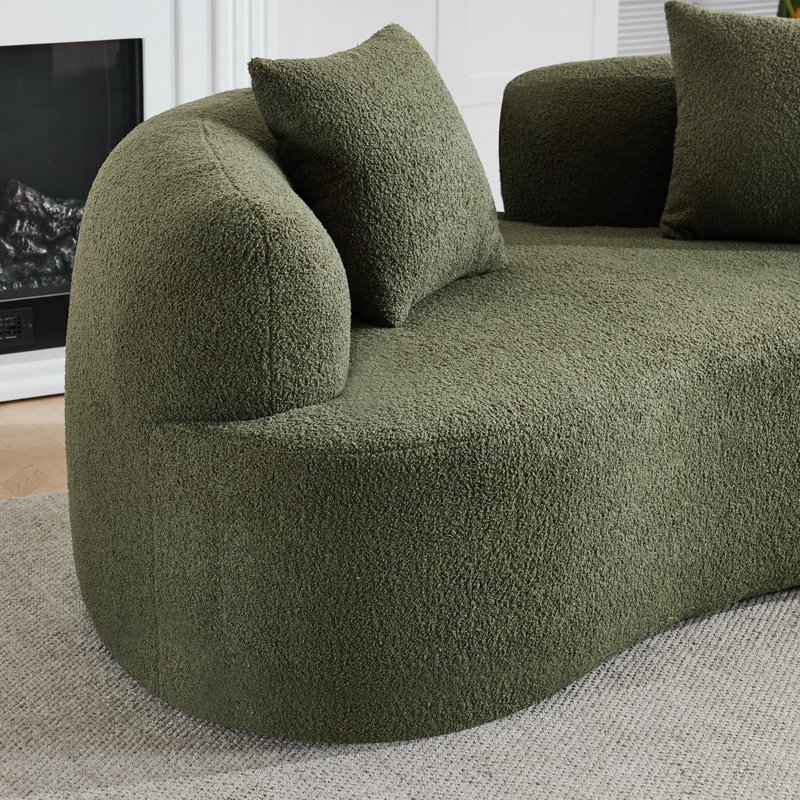 66,93 pouces, causeuse courbée à compression et éponge, tissu en velours, Vert