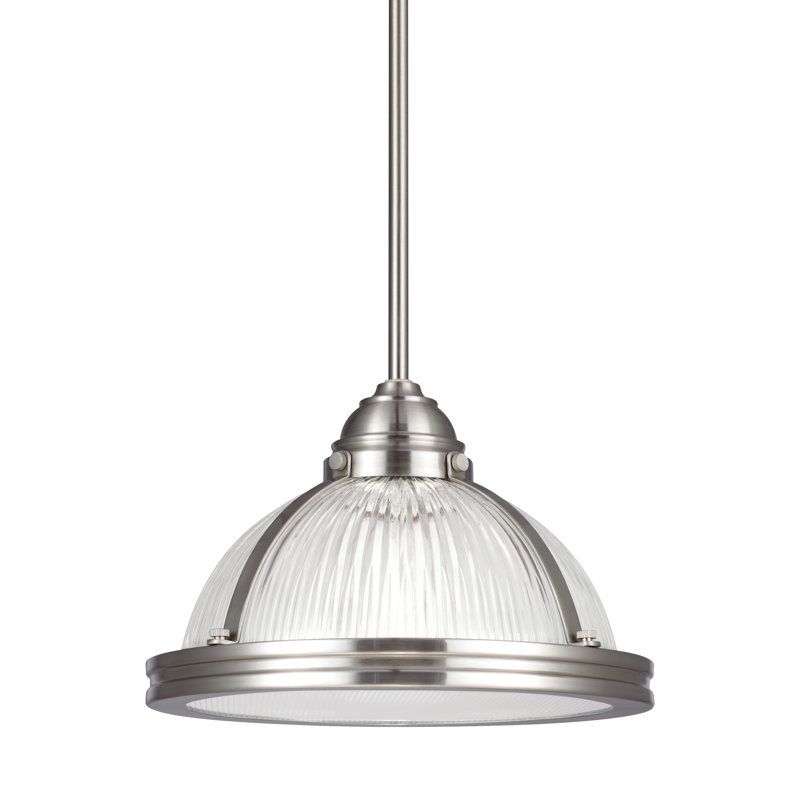 Luminaire suspendu en dome à 1 lumière, Nickel brossé, 75 W A19 culot moyen