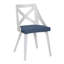 Ensemble de salle à manger 5 pièces avec revêtement en tissu bleu pâle, plateau en bois blanc et pieds en métal, sièges 4