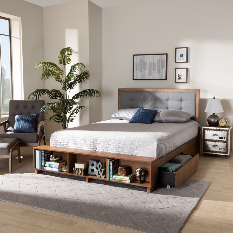 Antwan Upholstered Platform Bed, King, Brown/Dark Gray