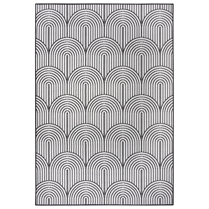 Pangli Machine Woven Black/White Indoor/Outdoor Rug, Rectangle 120cm x 170cm