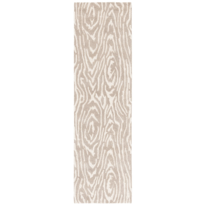 Kristal Ebony Hand Tufted Wool/Cotton Abstract Rug in Grey/Ivory/Beige, Runner 2'3" x 8'