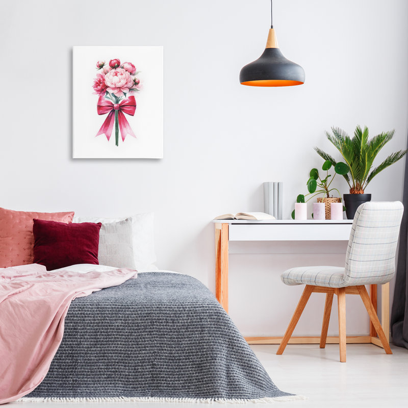 Art mural sur toile "Pink Ribbon Bouquet" par Amanda Greenwood, H 30 po x l 24 po